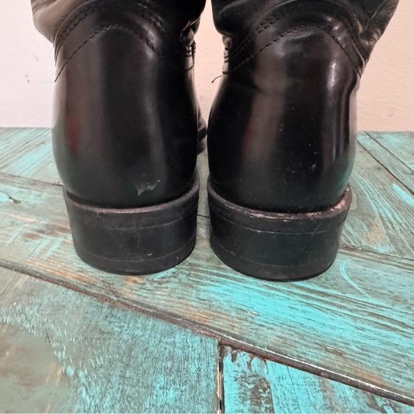 J Chisholm Boots Leather Cowboy 9 D Black Leather Western Riding USA Vintage - Picture 9 of 10